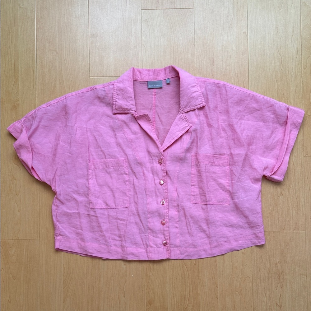 Pink Women's Button-Up Top - Picture 2 of 3